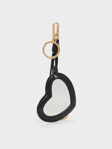 Ciara Heart & Key Charm, Black, hi-res