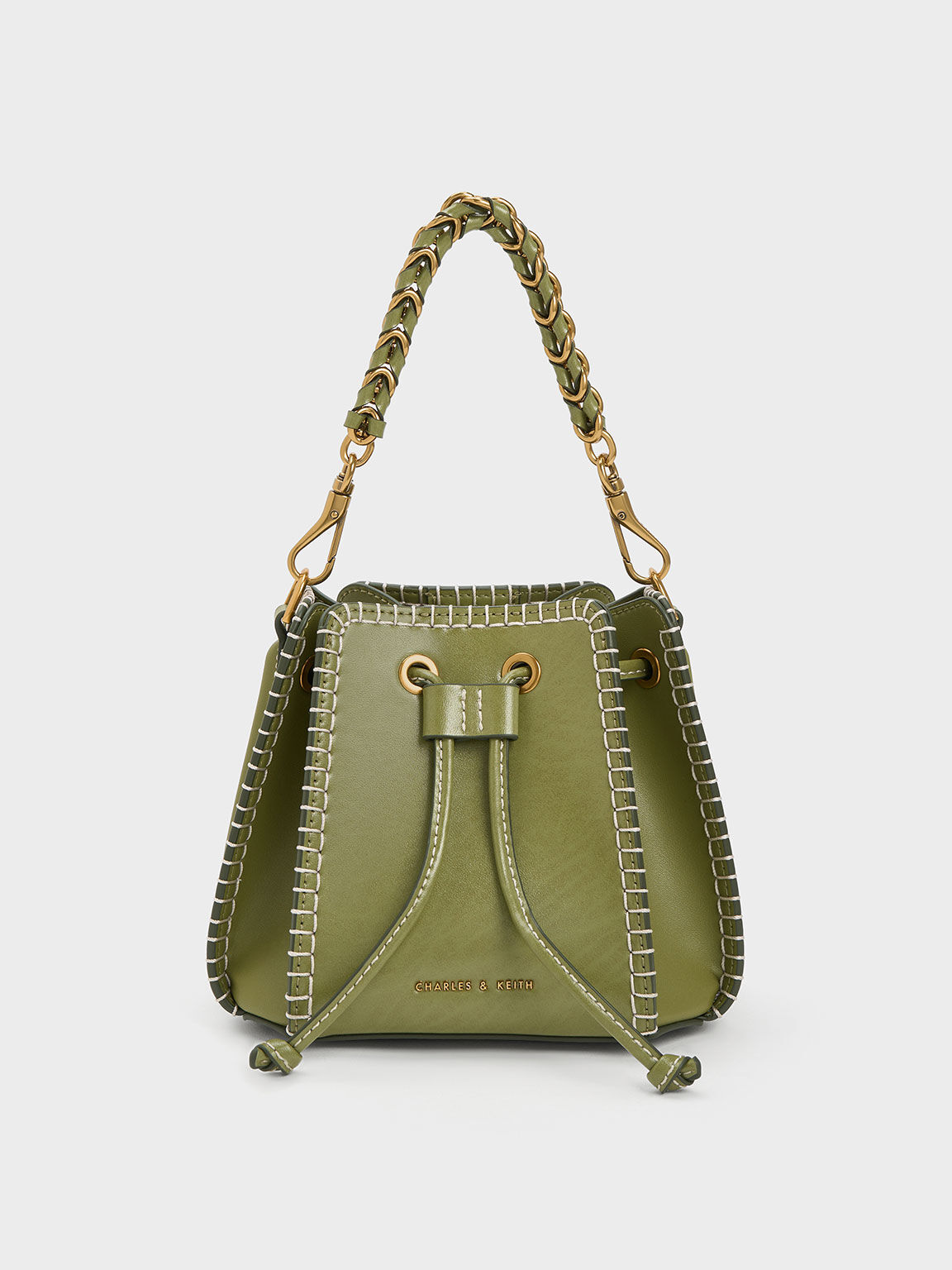 Olive green shop bucket bag