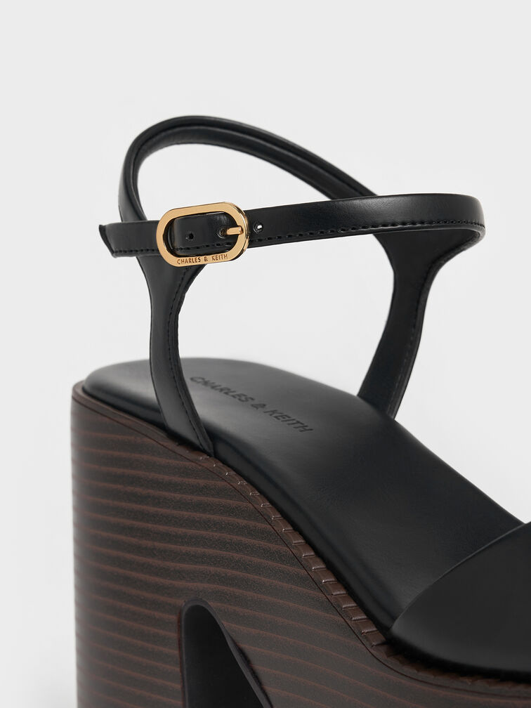 Sandal Platform Ankle-Strap, Black, hi-res