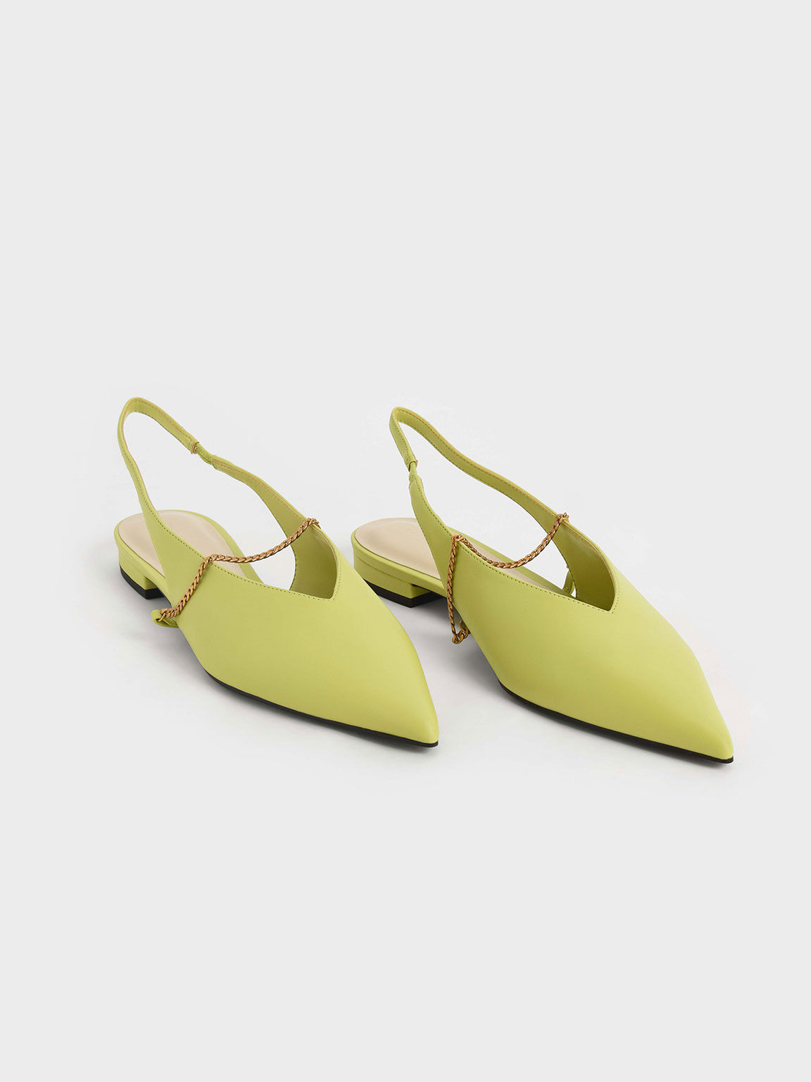 Lime Chain-Link Slingback Ballerina 