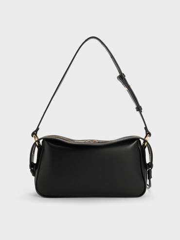 Tas Bahu Braided-Charm Haylen Mini, Black, hi-res