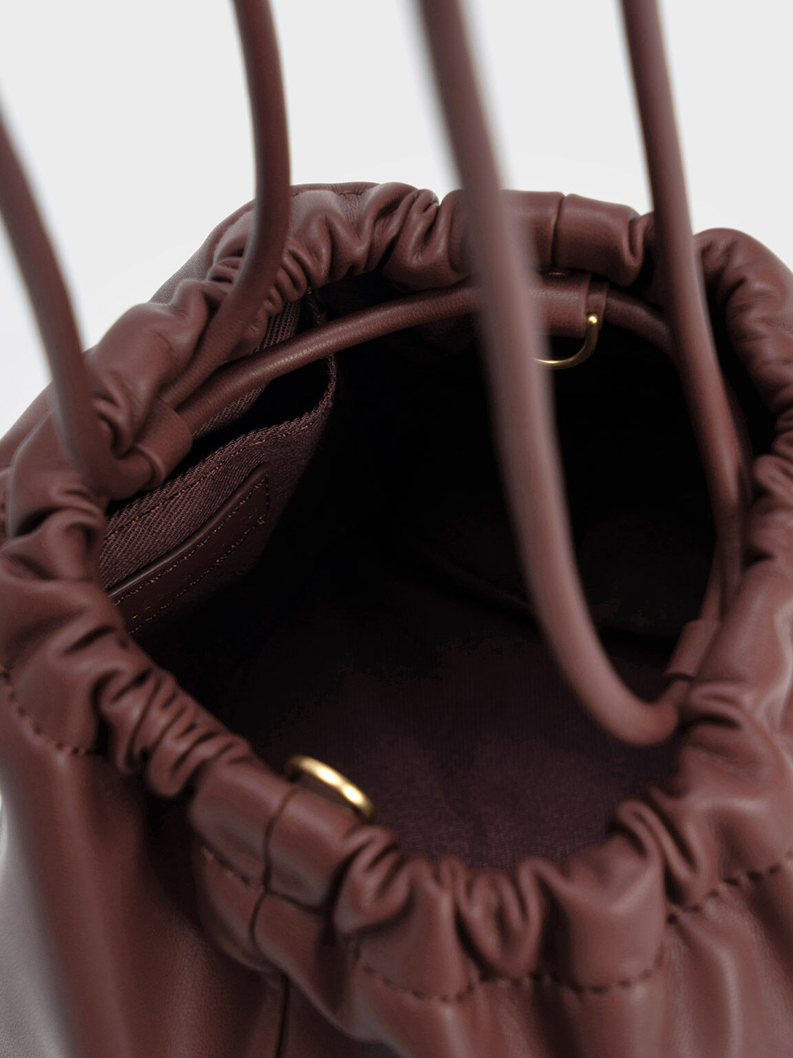 Tas Bucket Beaded Handle Aldora, Dark Chocolate, hi-res