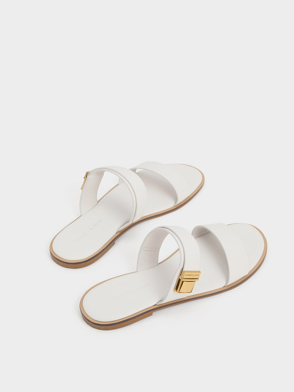 White 2 strap sandals sale