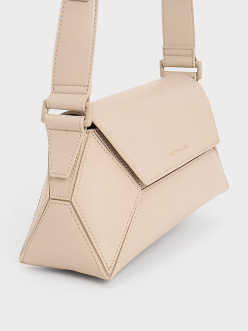 Nasrin Geometric Shoulder Bag, Beige, hi-res