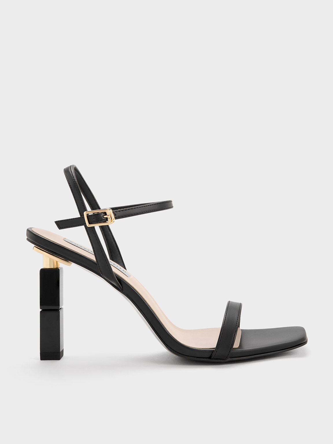 Sandal Sculptural Heel, Black, hi-res
