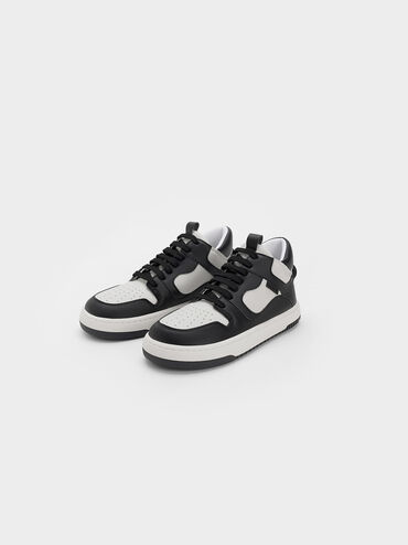 Sepatu Sneakers Platform Two-Tone High-Top, Black, hi-res