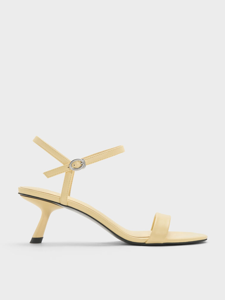 Sandal Ankle-Strap Slant-Heel, Yellow, hi-res
