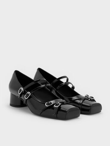 Sepatu Pumps Mary Jane Double-Strap, Black Box, hi-res