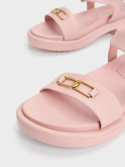 Gabine Leather Sandals, Pink, hi-res