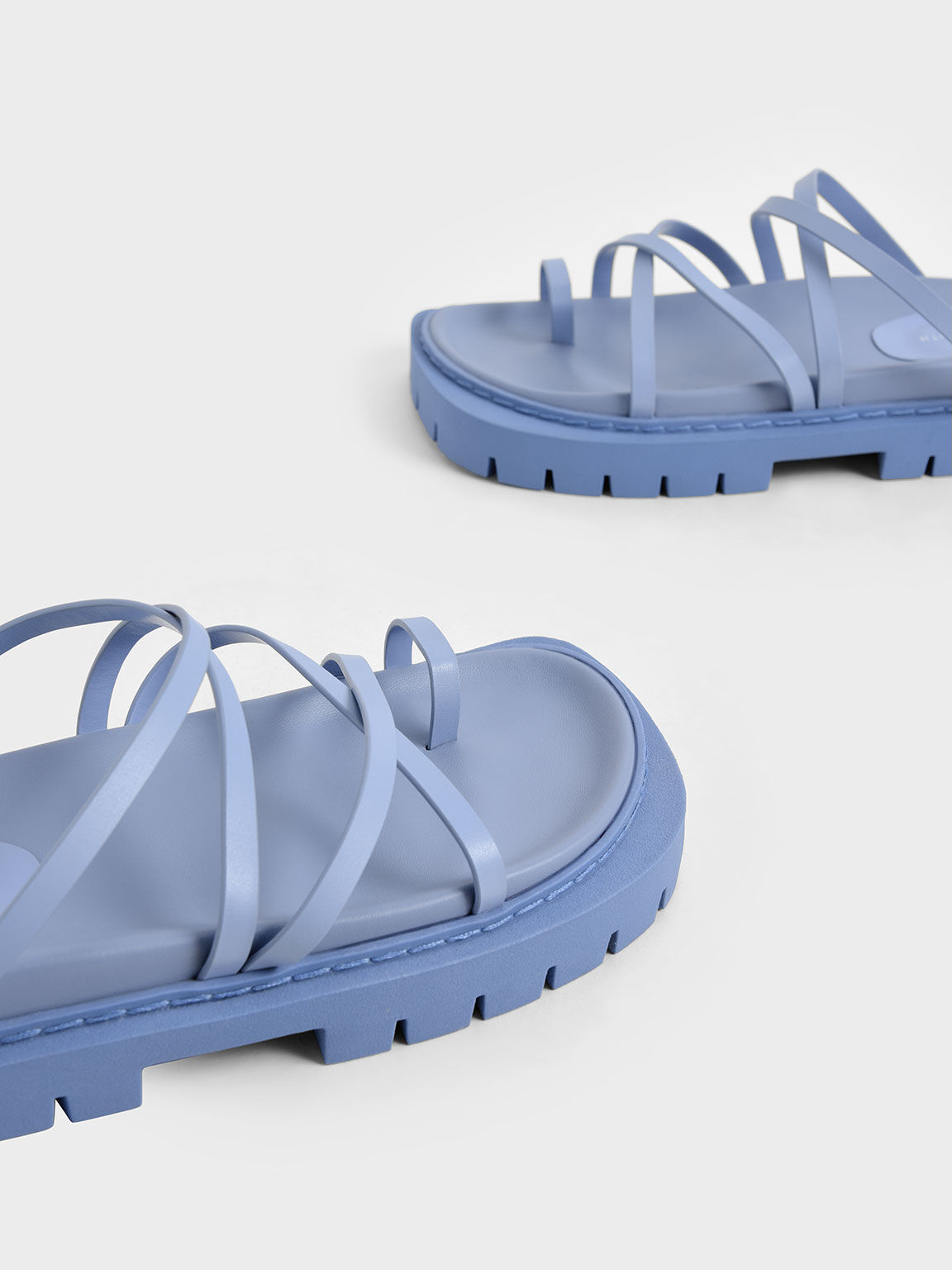 Sandal Strappy Cleated Sole, Blue, hi-res