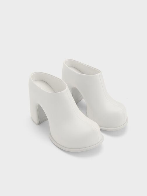 Sepatu Platform Mules Pixie, White, hi-res