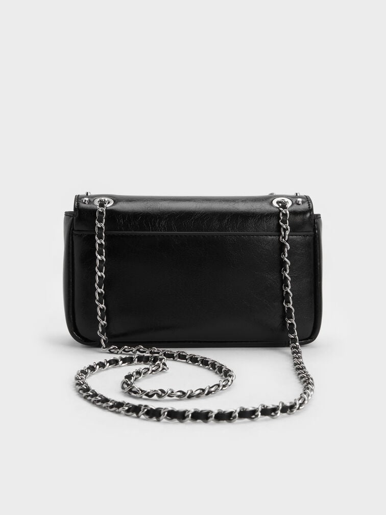 Tas Bahu Studded Arwen, Noir, hi-res