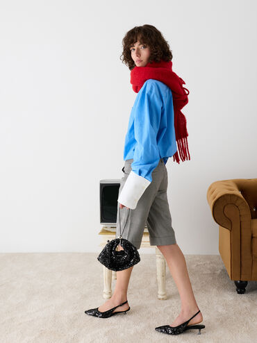 Jesmyn Sequinned Two-Way Bag, Noir, hi-res