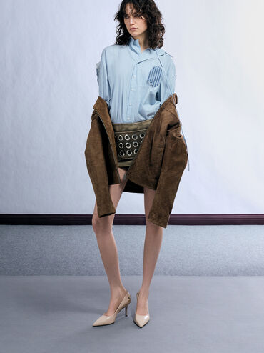 Sepatu Pumpd Pointed-Toe Metallic-Accent Erinna, Sand, hi-res