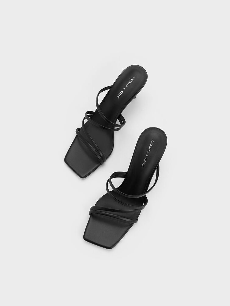 Sandal Heel Embellished Cone, Black, hi-res