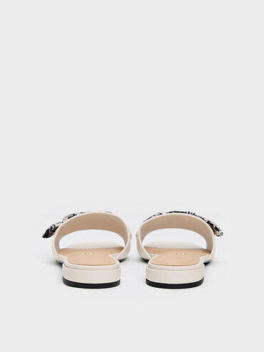 Tayari Leather Printed-Strap Slide Sandals, Chalk, hi-res