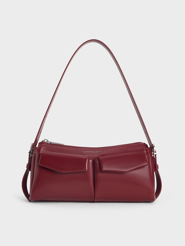 Tas Bahu Chain Front-Pocket Rachel, Burgundy, hi-res