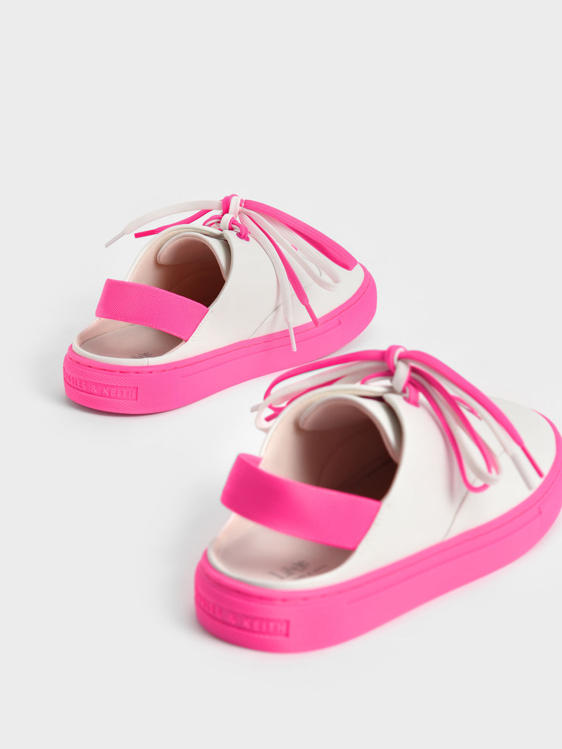 Girls' Two-Tone Lace-Up Sneaker Mules, Fuchsia, hi-res