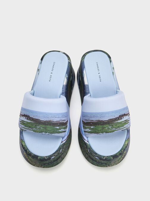 Constance Printed Flatform Sandals, Multi, hi-res