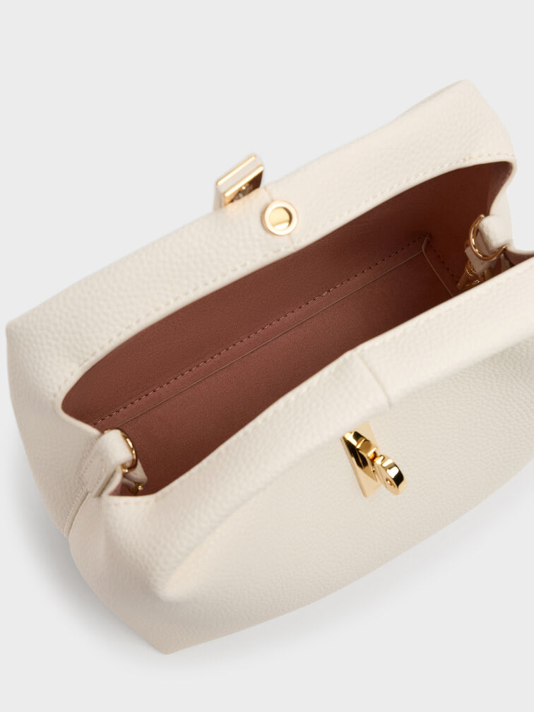 Tas Bucket Turn-Lock Chance, Cream, hi-res