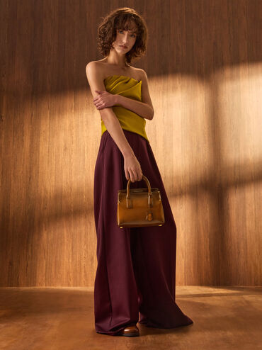 Tas Top Handle Structured Rene, Tan, hi-res