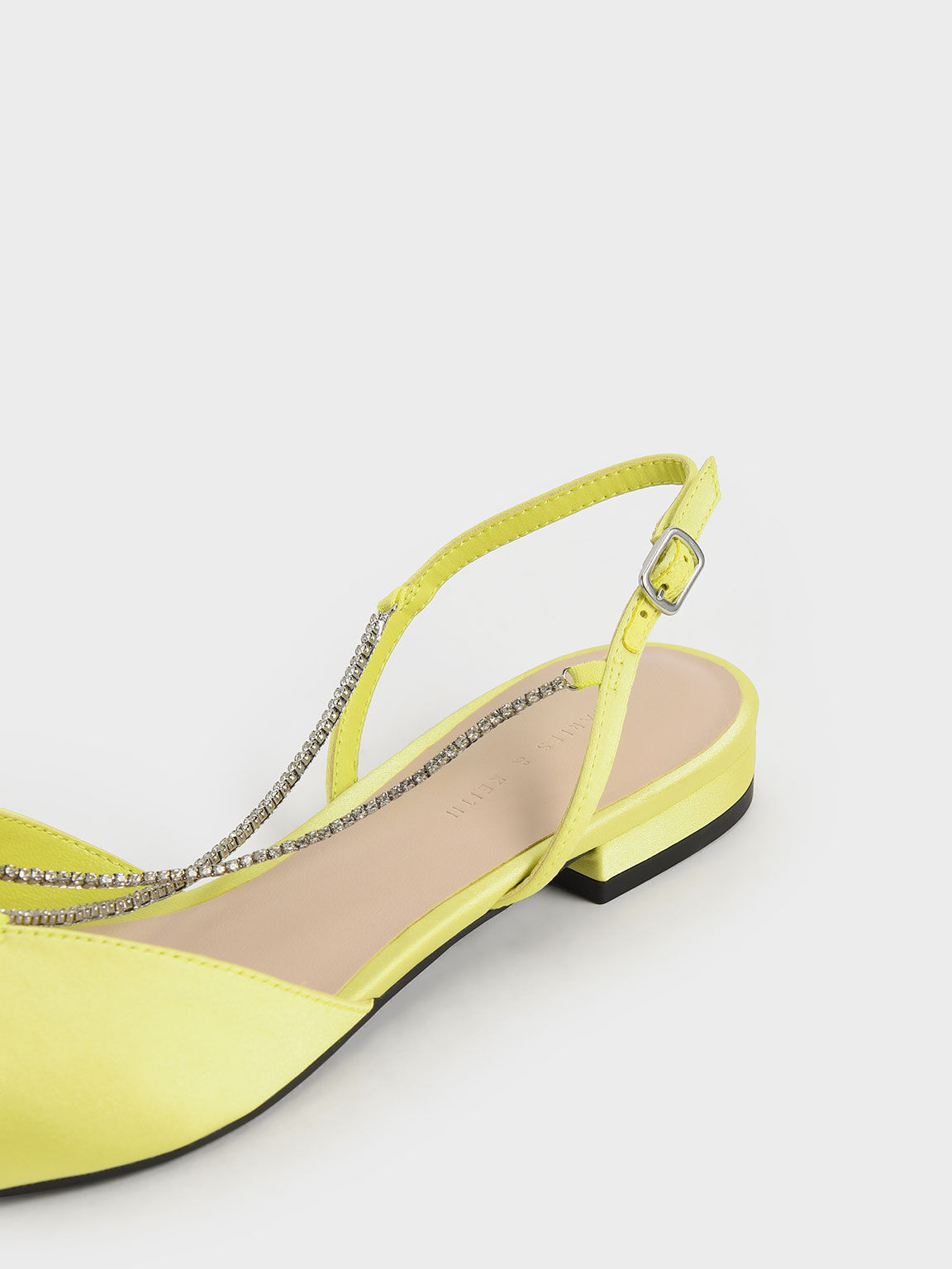 Sepatu Slingback Ballerinas Adel Recycled Polyester Gem-Embellished, Lime, hi-res