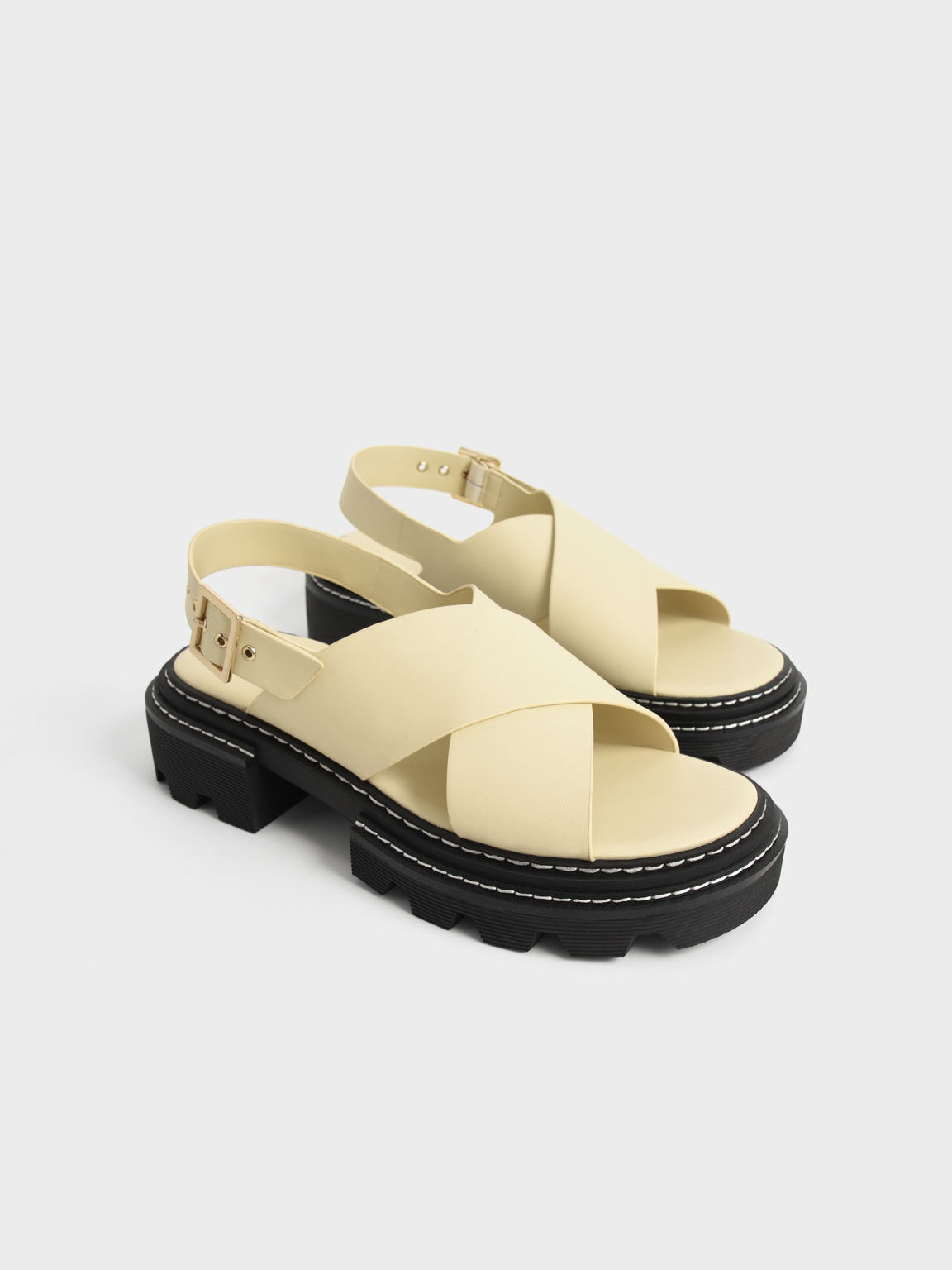 Sandal Slingback Crossover, Yellow, hi-res