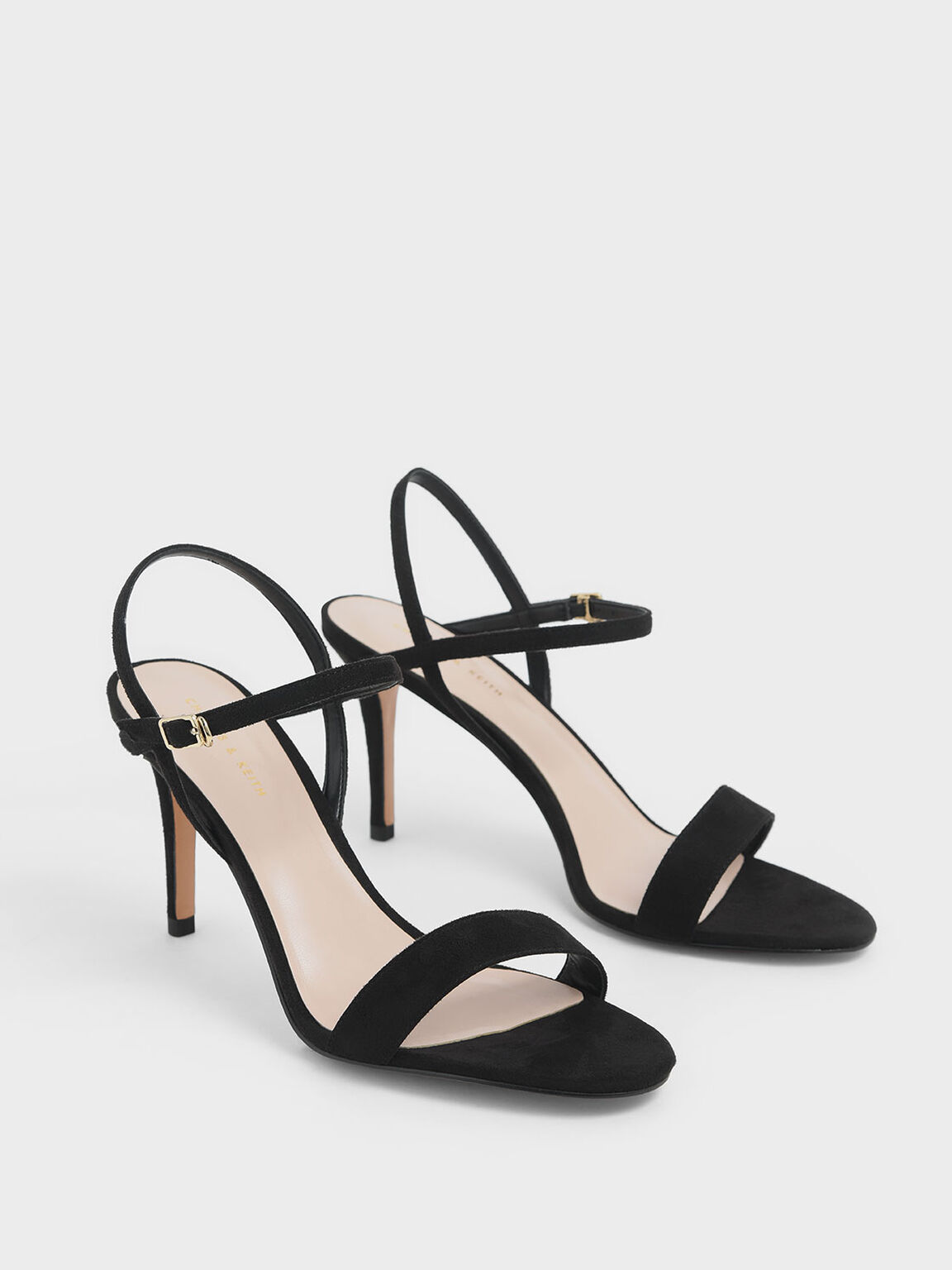 Textured Classic Stiletto Heel Sandals, Black, hi-res