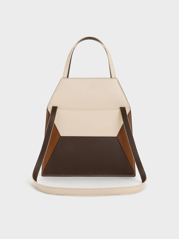 Tas Tote Geometric Nasrin Colourblock, Multi Brown, hi-res
