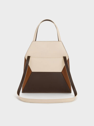 Nasrin Colourblock Geometric Tote Bag, Multi Brown, hi-res