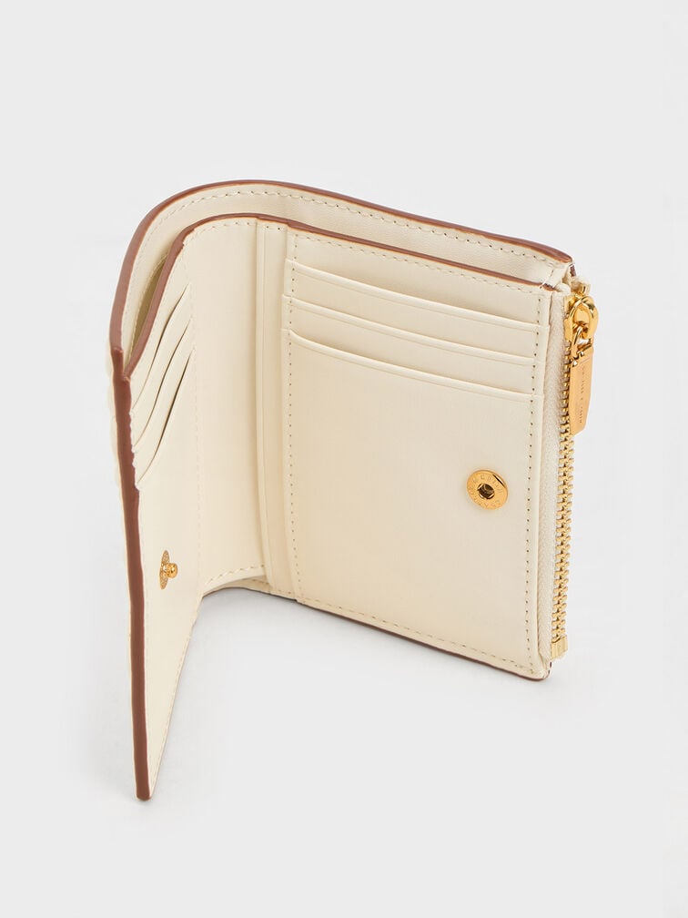 Dompet Top-Zip Apolline Textured, Cream, hi-res