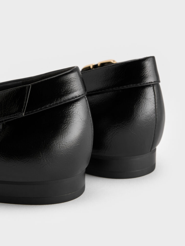 Buckled Cut-Out Ballet Flats, Black, hi-res