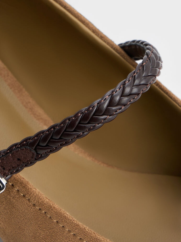 Sepatu Pumps Mary Jane Franca Fuax Suede, Sand, hi-res