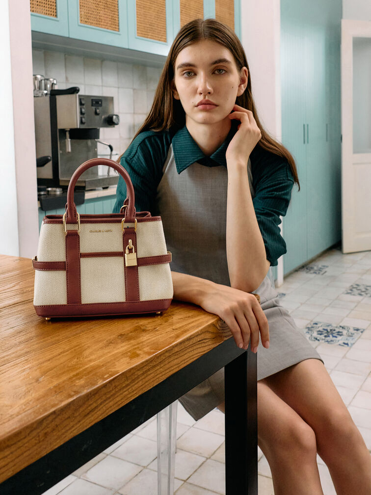 Tas Tote Canvas Mini Scottie, Brick, hi-res