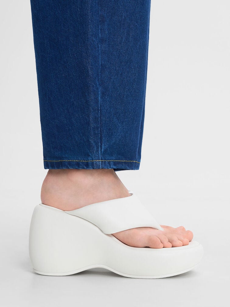 Sepatu Wedges Noemi Platform, White, hi-res