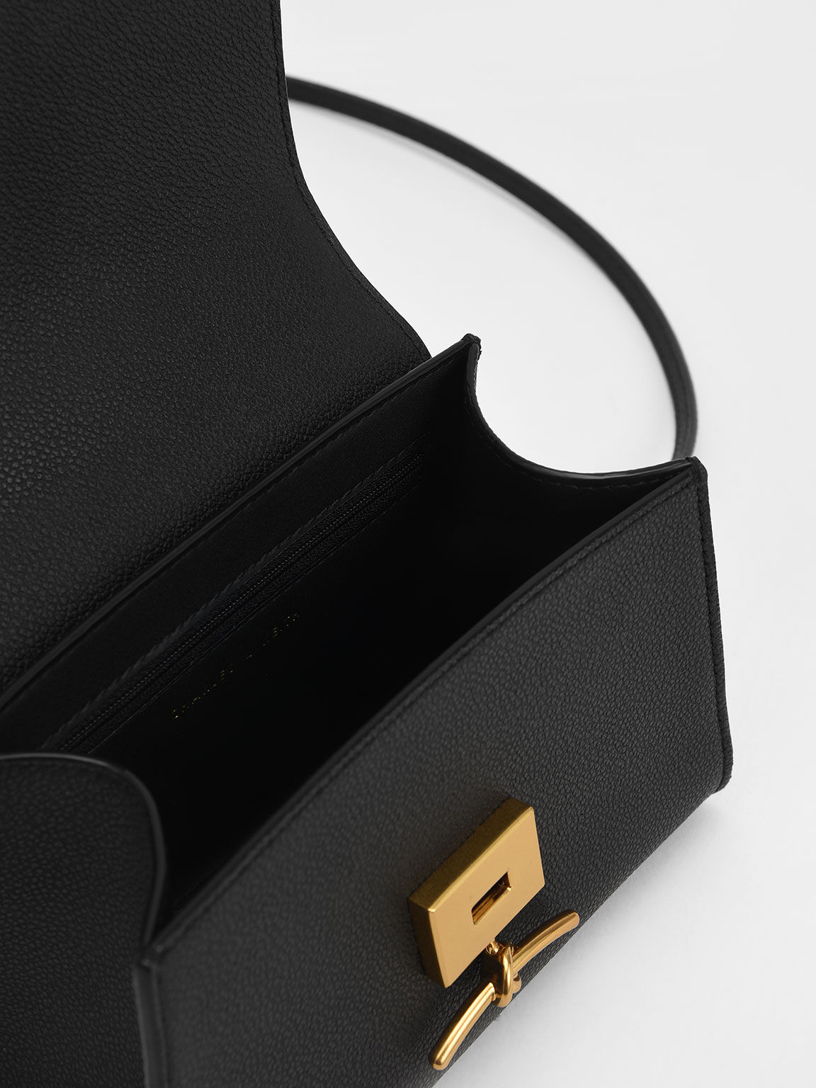 Huxley Metallic Push-Lock Top Handle Bag, Black, hi-res