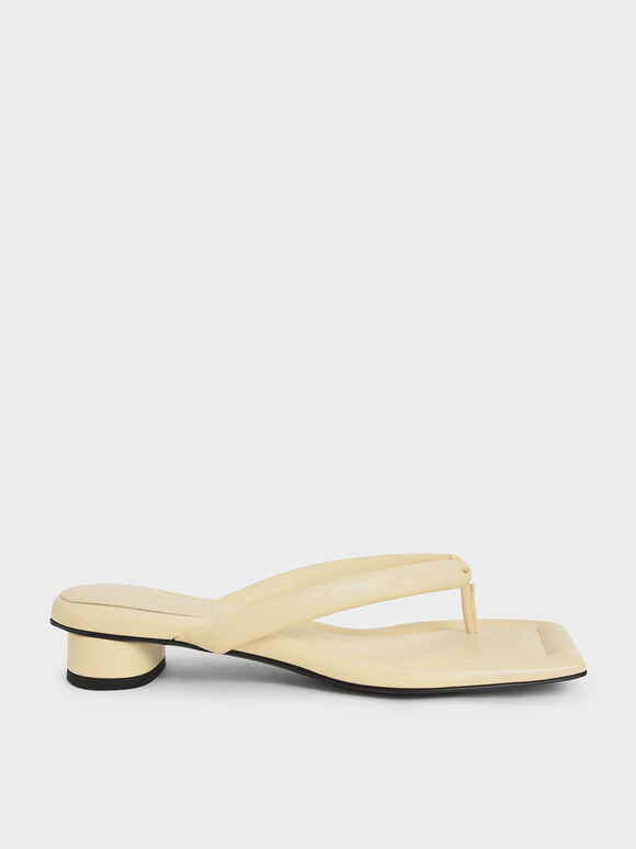 Sandal Puffy Thong Asymmetric-Toe, Yellow, hi-res