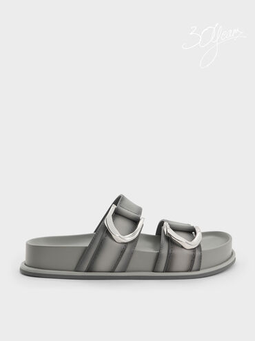 Sandal Gabine Buckled Ombre Leather, Light Grey, hi-res