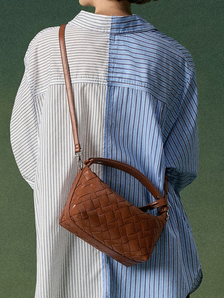 Tas Bahu Woven Ivette, Chocolate, hi-res