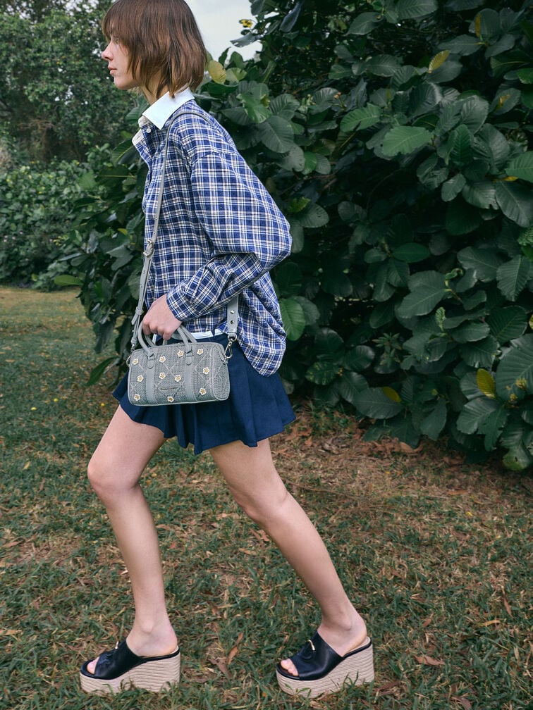 Tas Bowling Flower Philomena Raffia, Misty Blue, hi-res