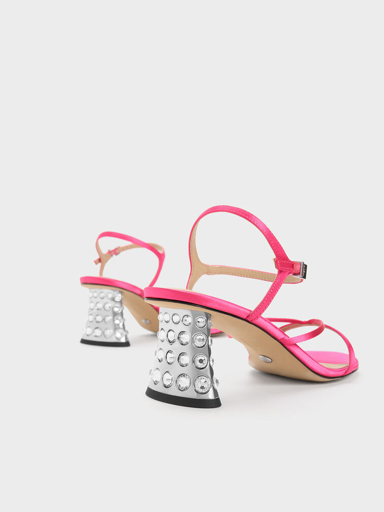 Sandal Strappy Gem-Embellished, Pink, hi-res