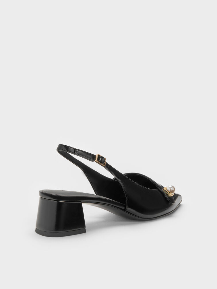 Marie Pearl Slingback Pumps, Black Box, hi-res