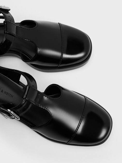 Sepatu Flats Charly T-Bar D'Orsay, Black Box, hi-res