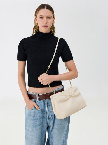 Tas Tote Ruched Halsey, Cream, hi-res