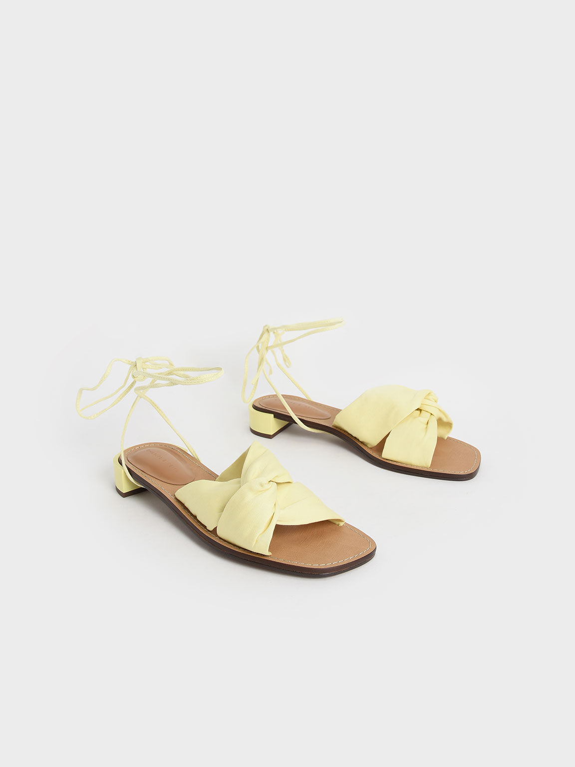Knotted Tie-Around Sandals, Yellow, hi-res