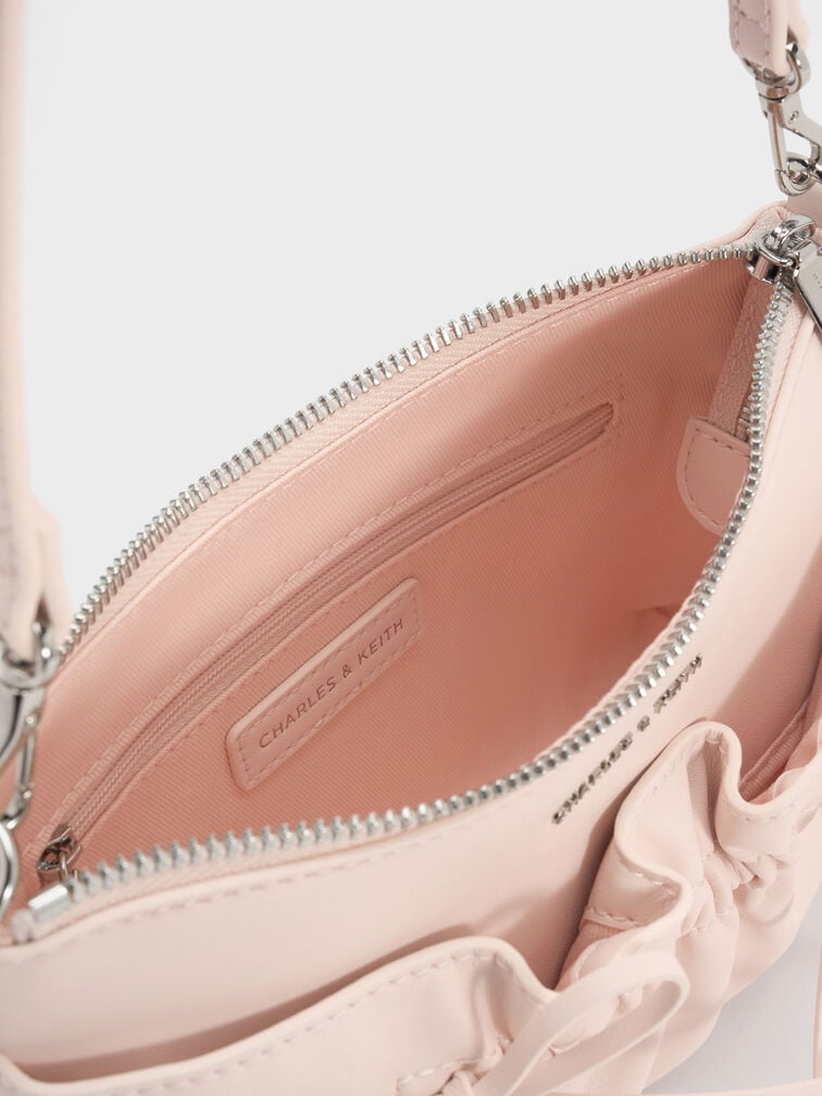 Tas Bahu Bow Ruched Reese Mini, Soft Pink, hi-res