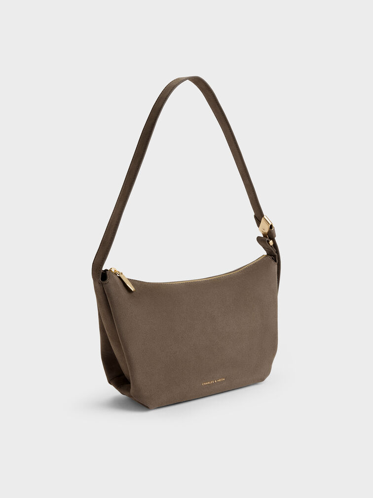 Tas Hobo Duo Chain Front Pocket Quilted, Stone Grey, hi-res