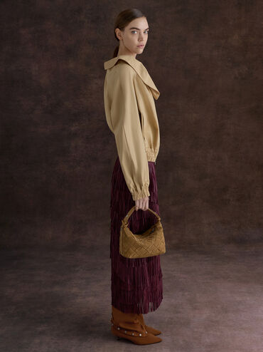 Gael Faux Suede Studded Convertible Kitten-Heel Knee-High Boots, Brown, hi-res