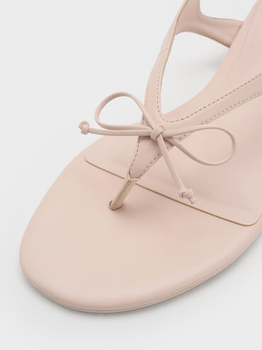 Sandal Thong Slingbacks Bow, Nude, hi-res