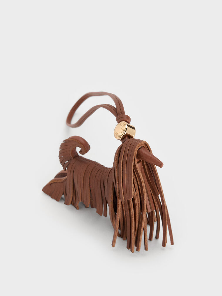 Charm Dog Fringed Leather, Chocolate, hi-res